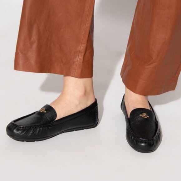 Coach Marley Leather Logo Slip-on Driver Loafers/Moccasins - Picture 1 of 16